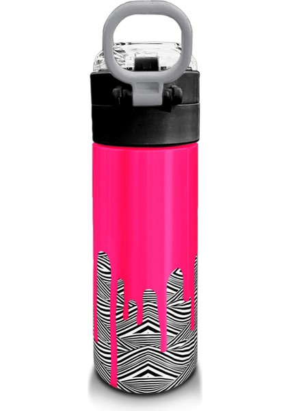 Kids Pembe Siyah Beyazdesenli Pipetli ve Direkt Içim Çelik Termos 500 ml 31878 modelleri