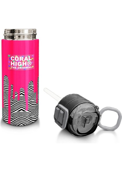 Kids Pembe Siyah Beyazdesenli Pipetli ve Direkt Içim Çelik Termos 500 ml 31878 fırsatları