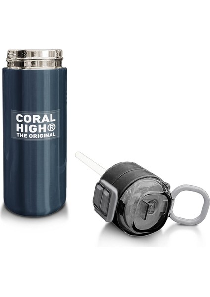 Kids Lacivert Turuncu Çizgili Pipetli ve Direkt Içim Çelik Termos 500 ml 31998 fırsatları