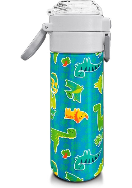 Kids Mavi Yeşil Dinozor Desenli Pipetli ve Direkt Içim Çelik Termos 500 ml 31798 fiyatları