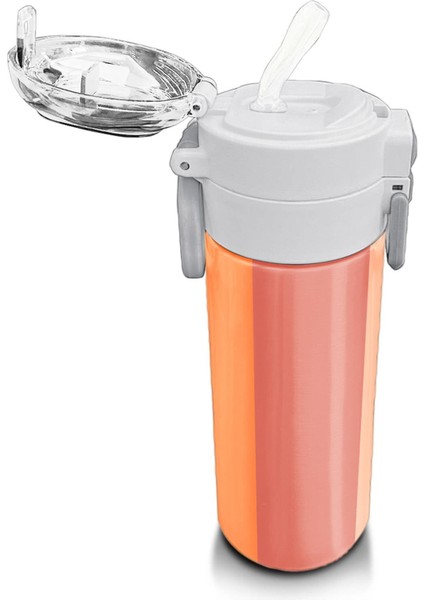 Kids Renkli Çizgili Desenli Pipetli ve Direkt Içim Çelik Termos 500 ml 31880 indirimleri