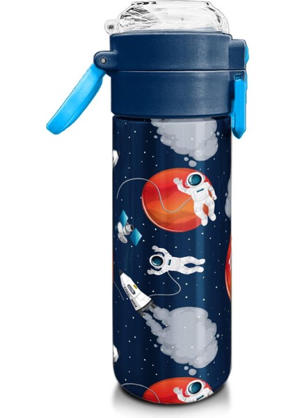 Kids Lacivert Mavi Astronot Desenli Pipetli ve Direkt Içim Çelik Termos 500 ml 31999 fiyatları