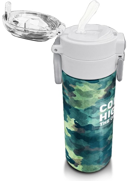 Kids Nefti Kamuflaj Desenli Pipetli ve Direkt Içim Çelik Termos 500 ml 31845 indirimleri