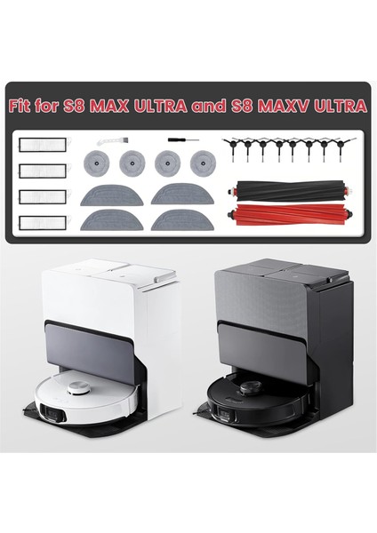 S8 Maxv Ultra Max Robot Süpürge Ana Yan Fırça Hepa Filtre Yedek Parçaları (Yurt Dışından)