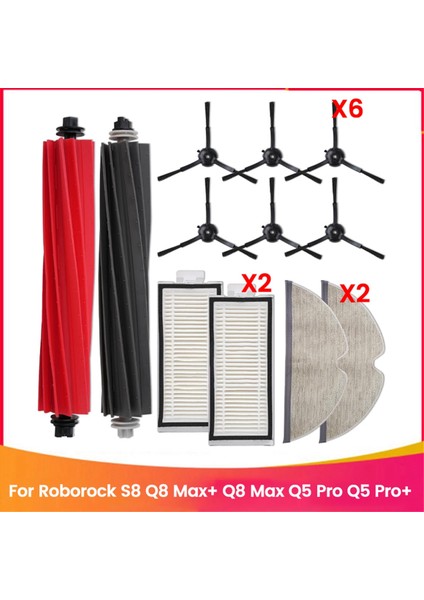 Q8 Max+/q8 Max/q5 Pro/q5 Pro+ Robot Süpürge Yedek Parçaları Silindir Yan Fırçalar Filtreler Paspas Pedleri Için 12 Adet (Yurt Dışından)
