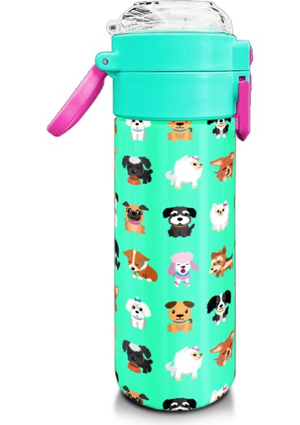 Kids Su Yeşili Neon Pembe Köpek Desenli Pipetli ve Direkt Içim Çelik Termos 500 ml 31913 fiyatları