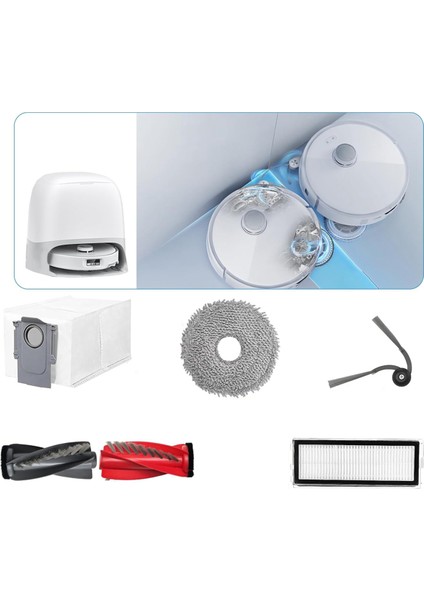 Qrevo Curv, P20 Pro Elektrikli Süpürge Robotu Yedek Parçası Aksesuarları Ana Yan Fırça Hepa Filtre Paspas Torbaları (Yurt Dışından)