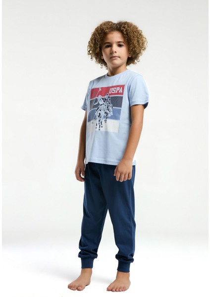 Erkek Çocuk Mavi Kısa Kol Pijama Takım