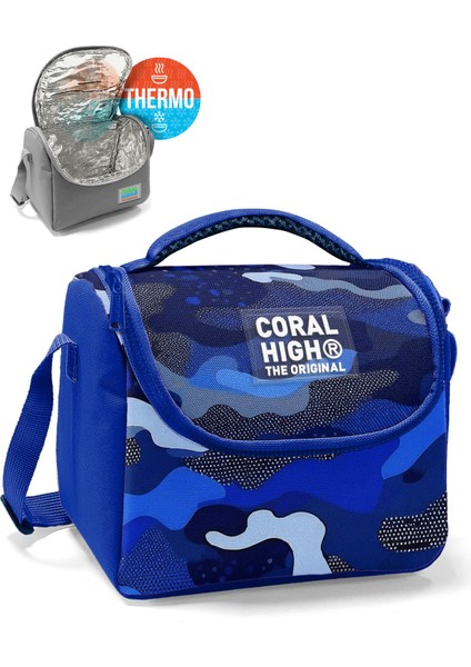 Kids Lacivert Saks Kamuflaj Desenli Thermo Beslenme Çantası 22789