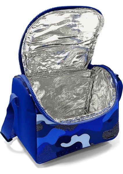 Kids Lacivert Saks Kamuflaj Desenli Thermo Beslenme Çantası 22789