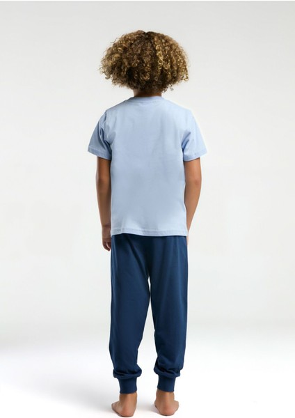 Erkek Çocuk Mavi Kısa Kol Pijama Takım fırsatları