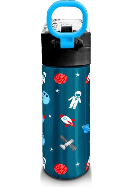 Kids Çivit Kırmızı Uzay Desenli Pipetli ve Direkt Içim Çelik Termos 500 ml 31908 modelleri