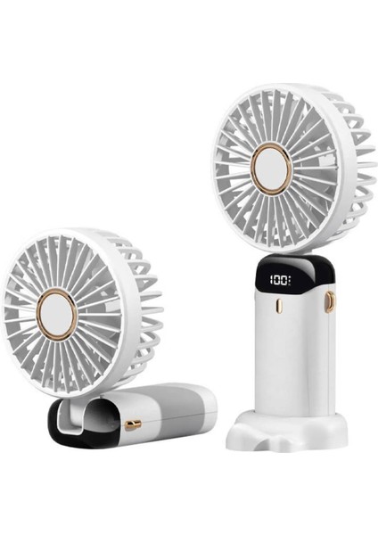 N-15 LED Ekranlı Katlanabilir Boyun Montajlı 5 Hız Kademeli Şarj Edilebilir Taşınabilir Katlanabilir El FANı