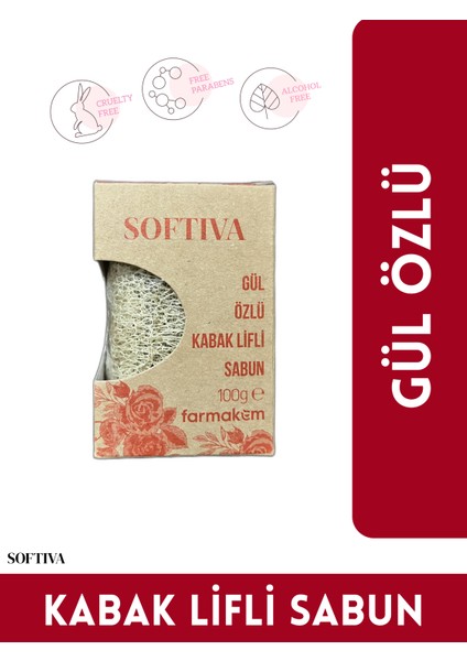Doğal Kabak Lifli Gül Özlü Sabun