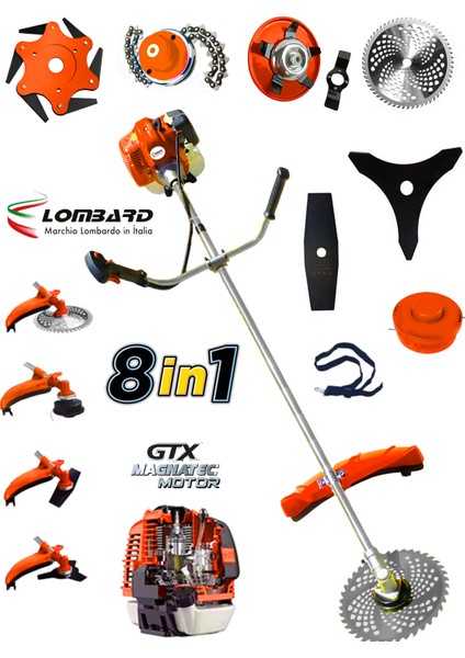 Italia VTEC-800 Motor New 8 In 1 Full Set Yan Tipi Benzinli Motorlu Ot Çalı Tırpanı Çim Makinesi fiyatları
