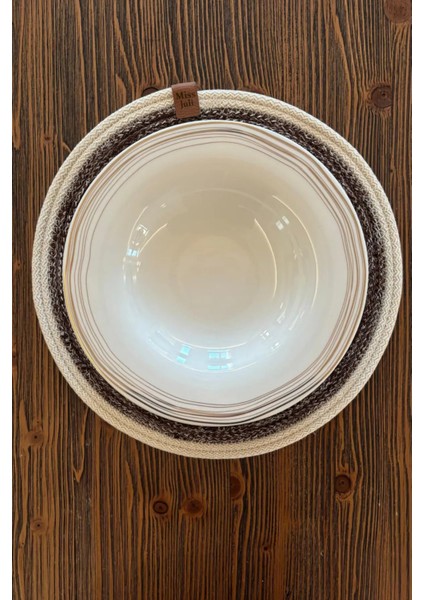 6'lı Supla Amerikan Servis Tabak Altlığı 31 Cm+1 Adet Ekmeklik Sepet 18 cm