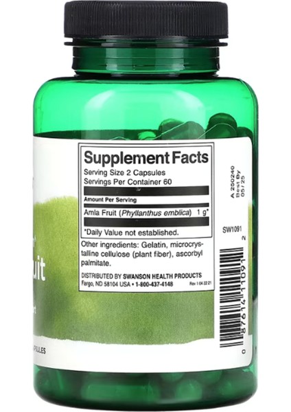 Swanson, Full Spectrum Amla Fruit, 500 Mg, 120 Capsules.made In Usa fiyatları