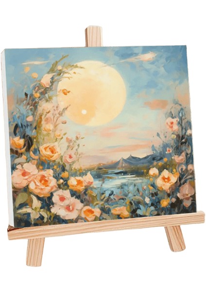 Ruopoty Sayılarla Çerçeveli Boyama Kitleri Karikatür Ay Çiçekleri 20X20CM (Yurt Dışından)