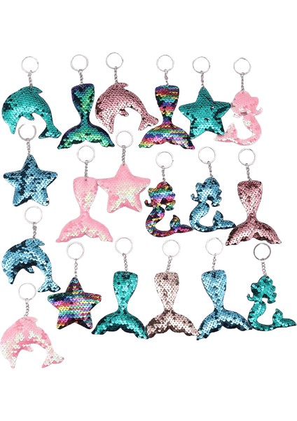 19 Adet Glitter Tersinir Payetler Denizkızı Kuyrukları Anahtarlık Sevimli Karikatür Çanta Anahtarlık Anahtarlık Süs Çanta Çanta Charm Aksesuarlarırenk:multı (Yurt Dışından)