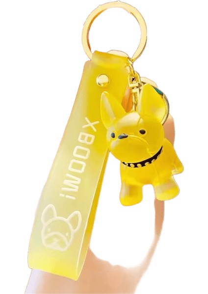 Şeffaf Renkli Köpek Anahtarlıklar Erkekler Araba Anahtarlık Moda Fransız Bulldog Anahtarlık Kadınlar Için Çanta Kolye Noel Hediyesi (Yurt Dışından)