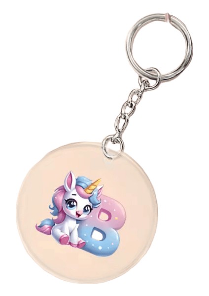 Unicornalfabe Harf Baskı Anahtarlık Akrilik Dairesel Anahtarlık Günlük Moda Dairesel Anahtarlıklar Arkadaşa En Iyi Hediye (Yurt Dışından)