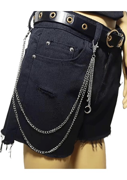 Punk Steet Anahtarlıklar Zincir Kadın Erkek Ay Yıldız Perçinler Kafatası Aksesuarları Seçim Rock Goth Pantolon Bel Kemeri Zincir Kot Üzerinde Jewerly (Yurt Dışından)