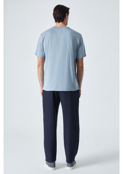 Peltz Erkek Relaxed Bisiklet Yaka Kısa Kollu Mavi T-Shirt