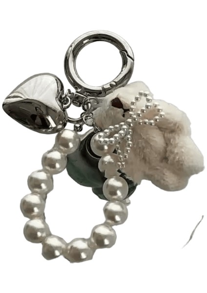 Zakol Kore Modası Inci Ayı Bebek Kolye Anahtarlık Çanta Cep Telefonu Aksesuarları Kadınlar Kızlar Için Hediyerenk:beyaz A (Yurt Dışından)