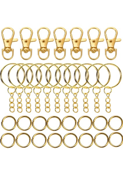 70 Adet / Takım Döner Geçmeli Kanca ve Zincir Atlama Halkaları ile Anahtar Halkaları Dıy Anahtarlık Ipi Takı Yapımı Malzemeleri Için Konektörler Renk: Altın / Boyut: 14 x 32MM (Yurt Dışından)