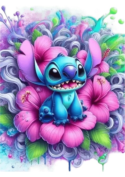 Disney Stitch Sayılarla Boyama Karikatür Çerçeveli Boya Kiti Yetişkinler Için Çiçek Çizimi El Boyaması Dıy Hediye Renk: SZEV-4072 / Boyut (Cm): 50X65CM Diy Çerçeve (Yurt Dışından)