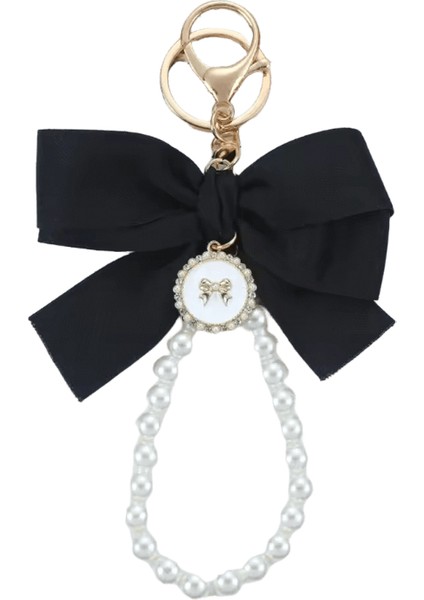 Vintage Sahte Inci Zincir Anahtarlıklar Kadınlar Için Sevimli Kalp Yay-Düğüm Charm Çanta Çanta Dekor Araba Anahtarlık Kulaklık Kılıfı Aksesuar (Yurt Dışından)