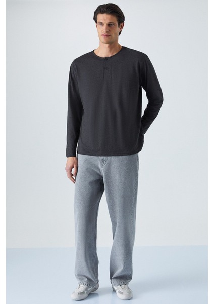 Venezıa Erkek Özel Rustik Dokulu Antrasit Sweatshirt