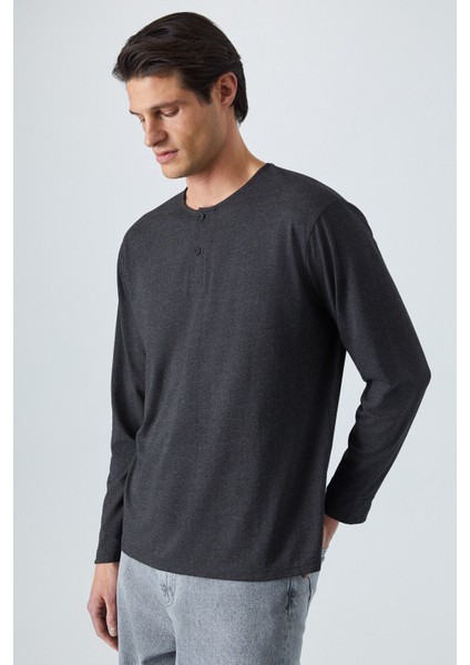 Venezıa Erkek Özel Rustik Dokulu Antrasit Sweatshirt