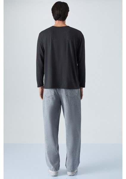 Venezıa Erkek Özel Rustik Dokulu Antrasit Sweatshirt