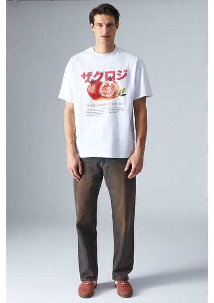 Pomegranate Erkek Sırt Baskılı Beyaz T-Shirt fiyatları