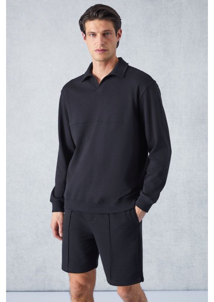 Bugattı Erkek Polo Yakalı Uzun Kollu Relaxed Fit Siyah T-Shirt modelleri
