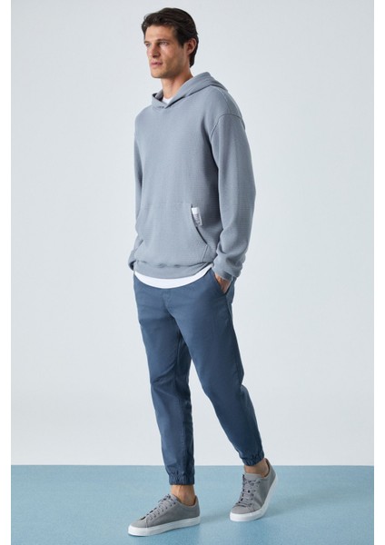 Sustaıny Erkek Oversize Kapüşonlu Uzun Kollu Gri Sweatshirt