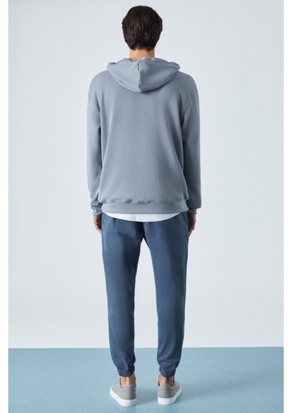 Sustaıny Erkek Oversize Kapüşonlu Uzun Kollu Gri Sweatshirt