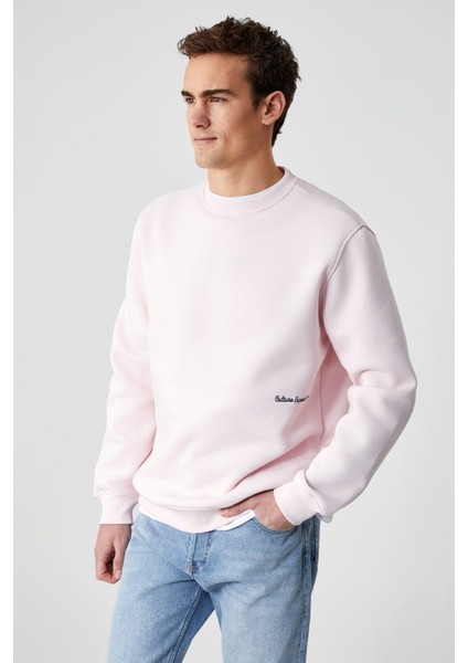 DANE Erkek Organik Kumaşlı Yumuşacık Pembe Sweatshirt