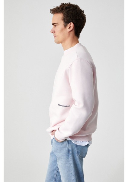 DANE Erkek Organik Kumaşlı Yumuşacık Pembe Sweatshirt fırsatları