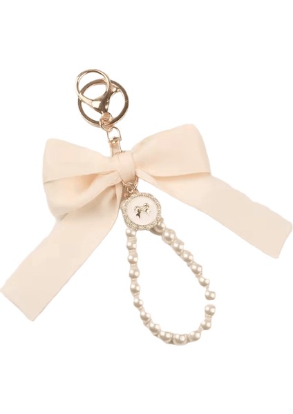 Moda Büyük Ilmek Şerit Inci Anahtarlık Kadın Çok Renkli Dıy Anahtar Kolye Asılı Süs Tatlı Çanta Aksesuarları (Yurt Dışından)
