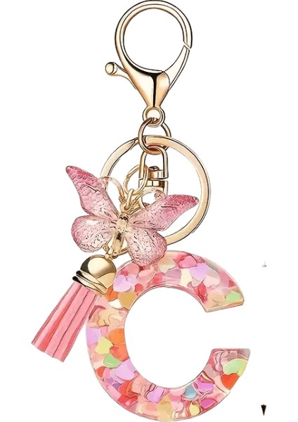 Moda Dıy Az Harfler Anahtarlık Metal Tutucu Sarkık Anahtarlık Kadın Araba Anahtarlık Basit Harf Adı Anahtar Parti Hediye Takı Renk: C / Boyut: 55MM (Yurt Dışından)