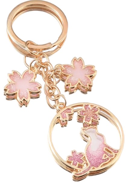 Güzel Yuvarlak Kedi Anahtarlıklar Kiraz Çiçeği Çiçekler Hayvanlar Anahtar Yüzükler Kadınlar Için Kızlar Dostluk Hediye El Yapımı Dıy Takırenk: E7177 (Yurt Dışından)