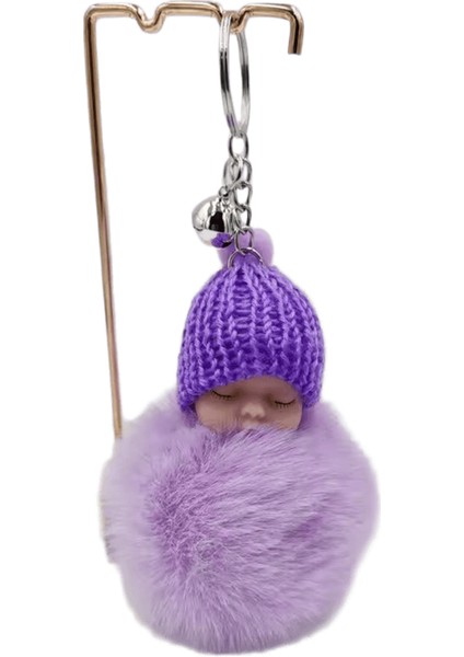 1 Adet Sevimli Uyuyan Bebek Papyon Kaık Ponpon Kürk Peluş Bebek Anahtarlık Anahtarlık Anahtarlık Kadın Kız Çanta Kolye Takı (Yurt Dışından)