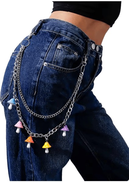 2023 Hip Hop Gökkuşağı Reçine Zincir Anahtarlık Erkekler Kadınlar Sevimli Bel Zinciri Çok Renkli Akrilik Çiçek Pantolon Pantolon Zinciri Punk Takı (Yurt Dışından)