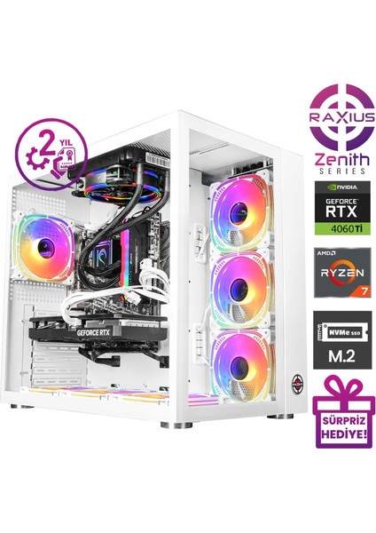 Zenith Z2 R7 4060TI-77A004 Ryzen7 7700 32 GB 512SSD RTX4060TI 8 GB Freedos Gaming Masaüstü Bilgisayar