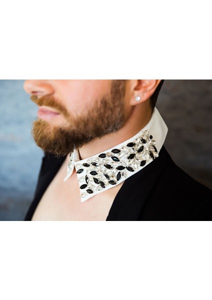 Özel Tasarım Takılabilir Kadın/erkek Taş Işlemeli Kumaş Yaka - Her Tarza Uyumlu Şık Detay fırsatları