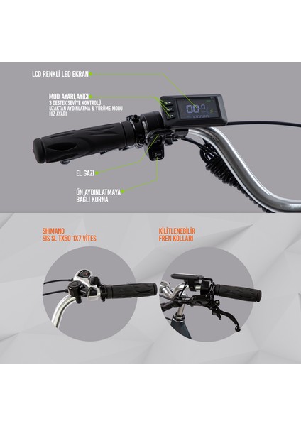 Strada Cycles E-Vibe Hidrolik Disk 20 Jant Üç Tekerlekli Elektrikli Bisiklet