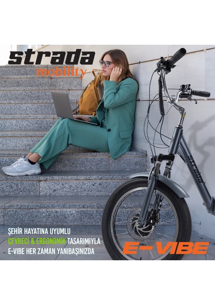 Strada Cycles E-Vibe Hidrolik Disk 20 Jant Üç Tekerlekli Elektrikli Bisiklet