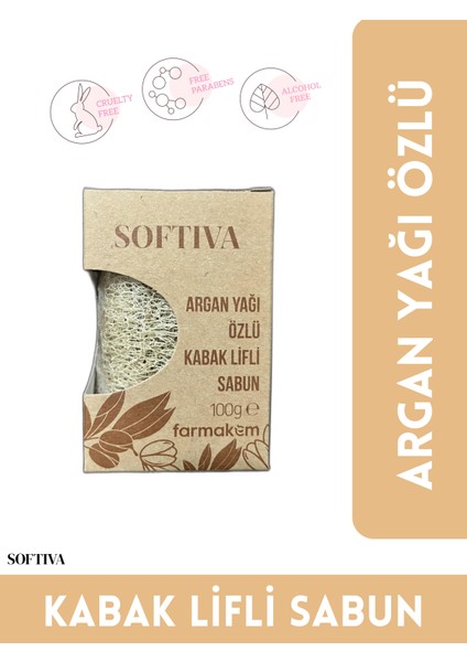 Doğal Kabak Lifli Argan Yağı Özlü Sabun
